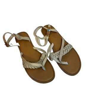 Toms‎ Sandals Womens 8W Braided Gold Casual Comfort Thong Slingback Flats